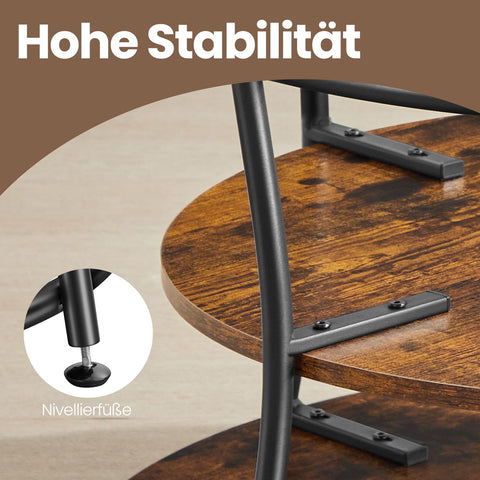 Rootz Round Coffee Table - Sofatic with Shelf - Living Room Table - Durable Wooden Chipboard & Steel - 80cm x 45cm