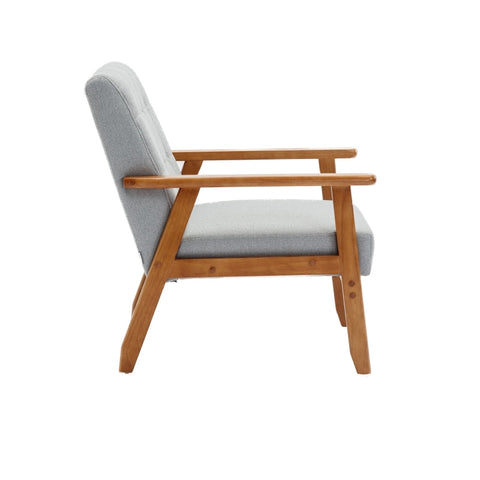 Rootz Leisure Chair - Mid-Century Modern Chair - Lounge Chair - Solid Wood - Linen Fabric - 71cm x 64.5cm x 77cm
