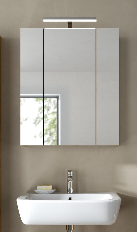 Rootz Mirror Cabinet - Bathroom Storage - Illuminated Cabinet - Easy Assembly - 60x70x18 cm
