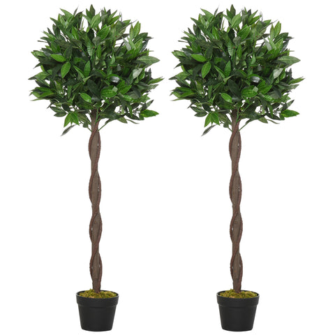 Rootz Set of 2 Artificial Laurel Tree - Faux Trees - Indoor Outdoor Greenery - No Maintenance Needed - 120cm x 16cm