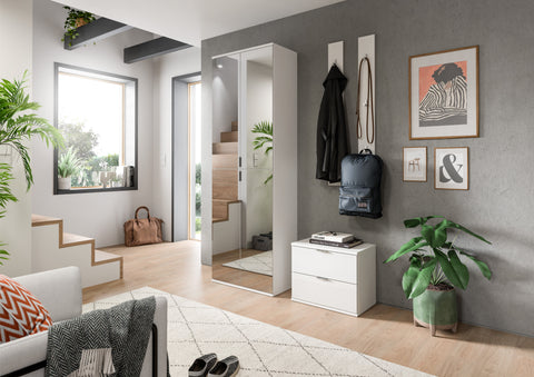 Rootz Wardrobe Combination - Storage Furniture - High Gloss Organizer - Maximizes Space - 128x191x37 cm