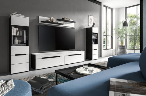 Rootz Living Room Set - Display Cabinets - Lowboard - Ample Storage - 272x141x33 cm