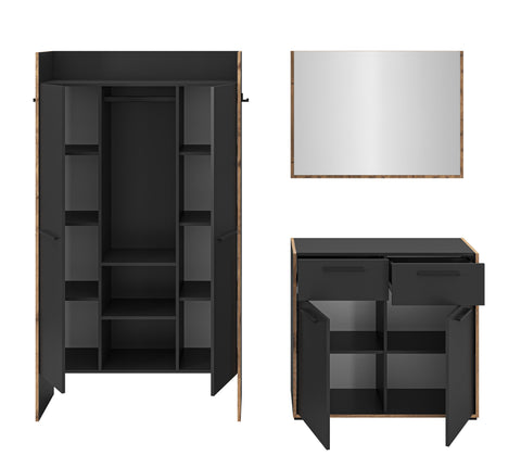 Rootz Wardrobe Set - Closet Ensemble - Storage Combo - Durable Black - 215cm x 189cm x 37cm