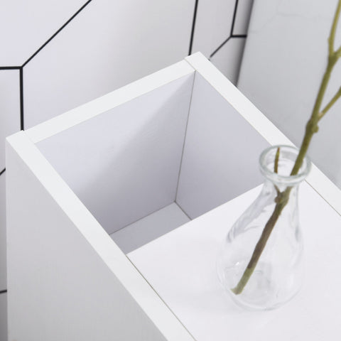 Rootz Bathroom Cabinet - Bathroom Shelf - Chest of Drawers - Mobile Storage - 18x30x68.5 cm - White Chipboard - Easy to Move with 4 Wheels