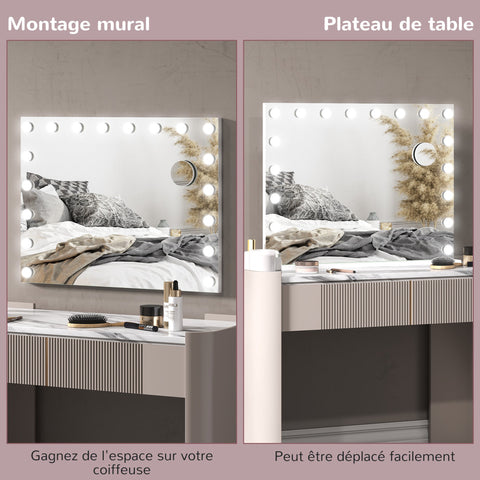 Rootz LED Make-Up Mirror - Vanity Mirror - Illuminated Mirror - USB Charging - 80cm x 62cm