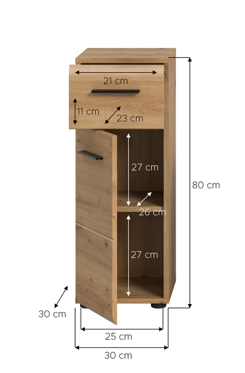 Rootz Freestanding Cabinet - Storage Unit - Organizer - Easy Assembly - 30x80x30 cm -  Brown