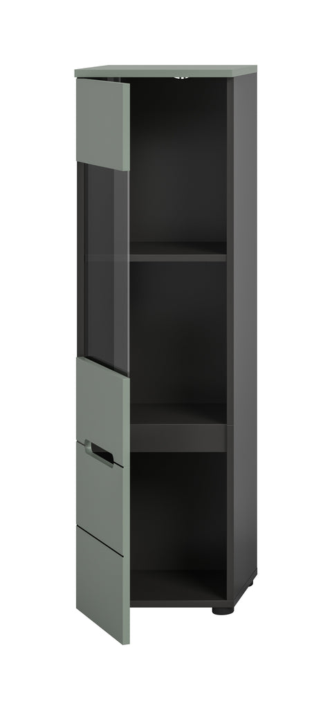 Rootz Display Cabinet - Showpiece Case - Exhibit Shelf - Stylish Presentation - 36x125x33cm - Green, Quick & Easy Installation