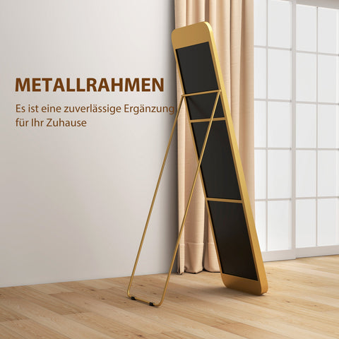 Rootz Full Body Mirror - Freestanding & Tiltable - Metal Frame - Elegant Gold Finish - 160 x 40 cm - Ideal for Hallways and Bedrooms