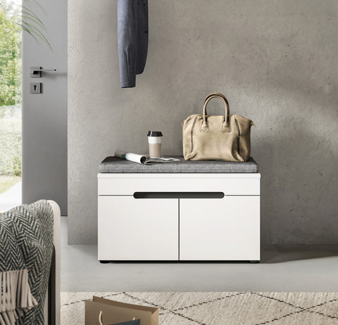 Rootz Bench with Seat Cushion - Entryway Bench - Hallway Seating - Enhanced Comfort - 80x45x37 cm - White Imitation