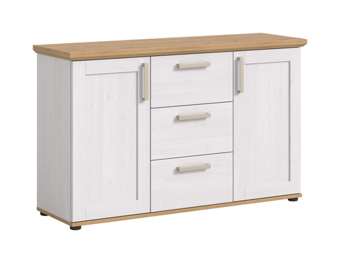 Rootz Sideboard - Buffet - Storage Cabinet - Optimal Organization - 129x80x40cm - White and Brown