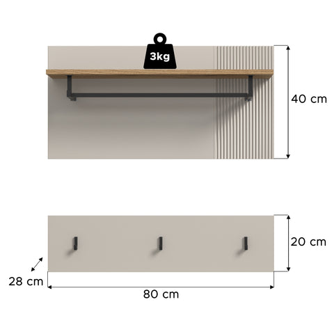 Rootz Wall Panel Cashmere Replica - Organizer - Entryway Storage - Easy Assembly - 80cm x 80cm x 28cm