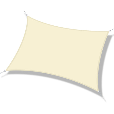 Rootz Rectangular Shade Sail - UV Shade Canopy - Sun Protection Awning - UV Protection - 6m x 4m - High Density Polyester 160gsm Cream