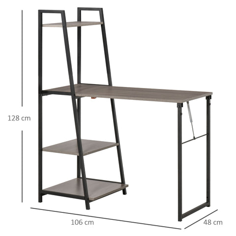 Rootz Folding Desk - Shelf Desk - Computer Table - Space Saver - 106x48x128cm