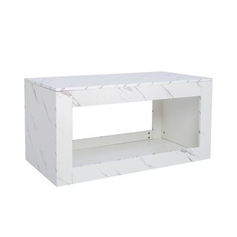 Rootz High-Gloss Coffee Table - Marble-Effect Table - App-Controlled LED - Luxurious & Durable - 100L x 50W x 50H cm