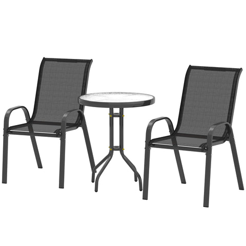 Rootz 3-Part Garden Furniture Set - Outdoor Table - Patio Chairs - Space-Saving - Chairs: 54x71x93cm, Table: Ø60x71cm