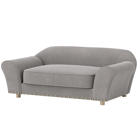 Rootz Dog Sofa - Pet Chair - Elegant Rivets - 9cm Thick Cushion - Stylish - 86.5cm x 52.5cm x 33cm
