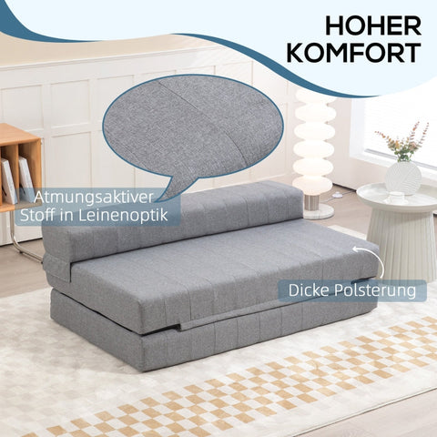 Rootz Floor Sofa Bed - Convertible Futon - Space-Saving Sleeper Sofa - 2-Seater Sofa Bed - Guest Bed - Thick Padding - Easy to Clean - Compact - 138cm x 80cm x 50cm