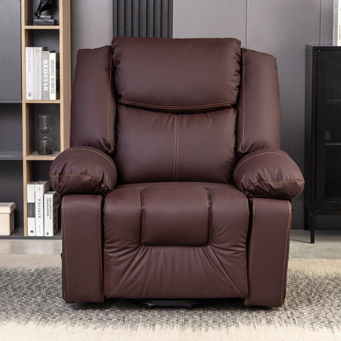 Rootz Power Massage Chair - Recliner - Heated Armchair - 8-Point Massage - Brown PU Leather - 85L x 75W x 103H cm
