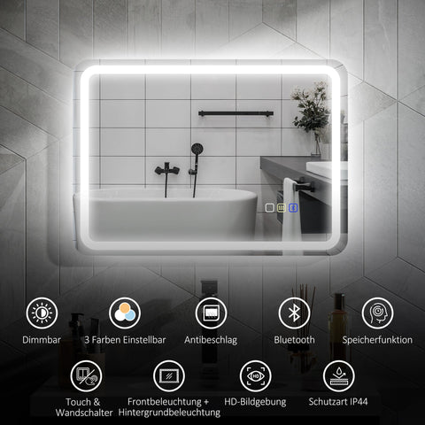 Rootz LED Bathroom Mirror - Illuminated Mirror - Vanity Mirror - Anti-Fog Pad - 70cm x 3.5cm