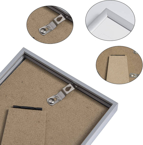 Rootz 5 Piece Picture Frame Set - Photo Frames - Art Display Frames - Scratch-Resistant Glass - 21 x 29.7cm (A4) Silver