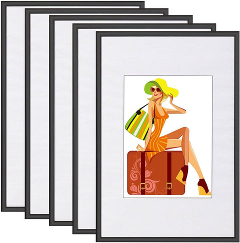 Rootz 5 Set Picture Frame - Photo Holder - Display Frames - Scratch & Moisture Resistant - Black - 15x20cm