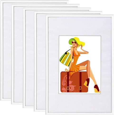 Rootz 5 Set Picture Frame - Photo Frame - Image Frame - Scratch Resistant Glass - White 10x15cm