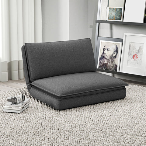 Rootz Sofa Bed - Adjustable Backrest - Breathable Fabric - Integrated Headrest - 76L x 75W x 56H cm (Floor Chair) - Grey