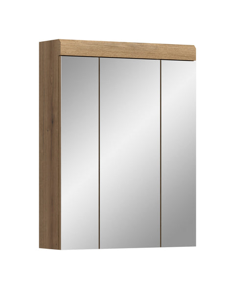 Rootz Mirror Cabinet Brown- Bathroom Storage - Mirrored Doors - Easy-Care - 60 x 79 x 18 cm