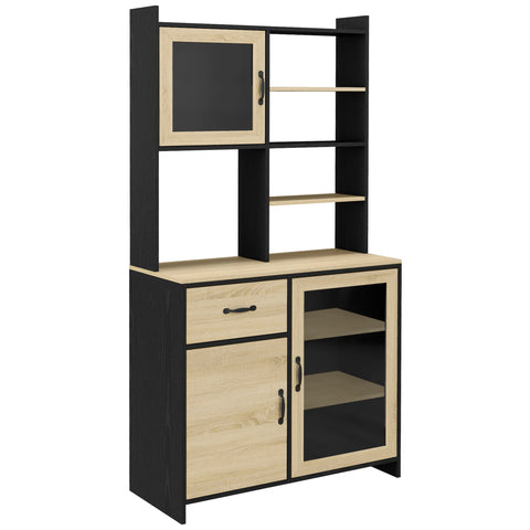 Rootz High Kitchen Cabinet Buffet - Pantry Cupboard - Storage Shelf - Extra Storage - 90.3cm x 39.3cm x 177.2cm