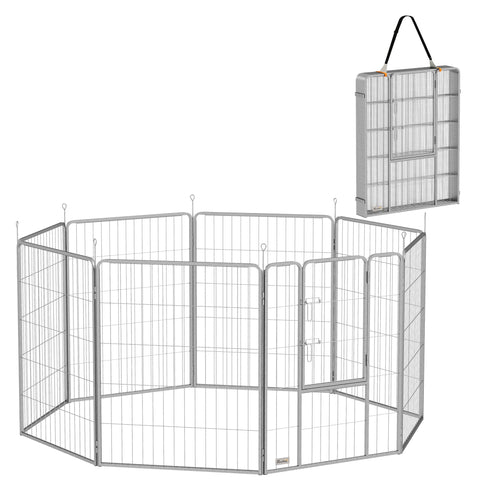 Rootz Pet Enclosure Dog Fence - Pet Playground - Customizable - Stainless Steel - 160x160x100 cm Square - 240x80x100 cm Rectangular