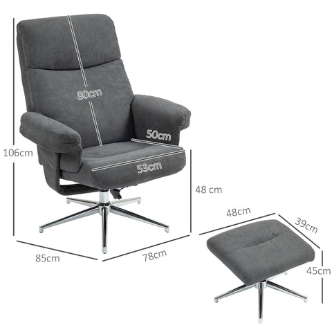 Rootz Relaxation Chair with Stool - Recliner - Lounge Chair - Adjustable Backrest - 78L x 85W x 106H cm