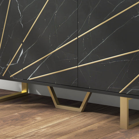 Rootz Storage Cabinet Sideboard - Living Room Cupboard - Adjustable Shelf - Elegant & Functional - 107x35x75cm