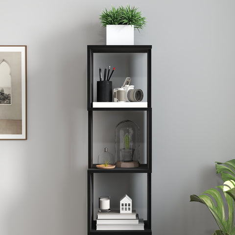 Rootz Modern Library Shelf - Storage Shelf - 5 Level Bookshelf - Space-Saving Design - 33x28x161cm - Black