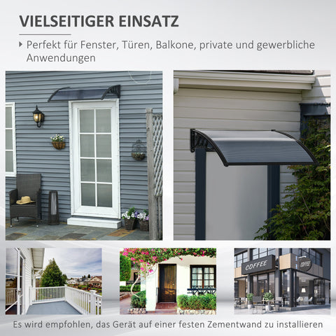 Rootz Canopy - Front-Door Roof - Roofing for Windows - Optimal Protection - 100l x 75b x 23h cm - Black