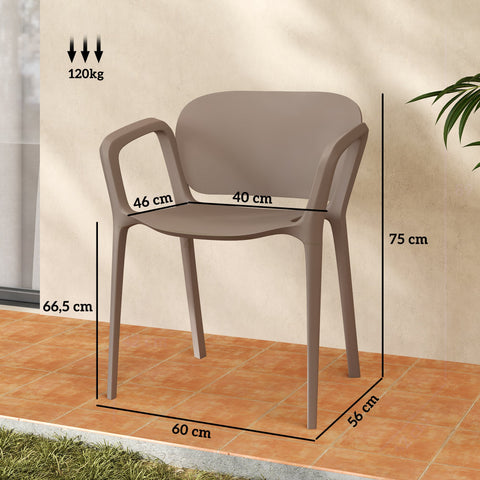 Rootz 4 Piece Set Garden Chairs - Outdoor Furniture - Stacking Armchairs - Weatherproof & UV Resistant - 60x56x75 cm