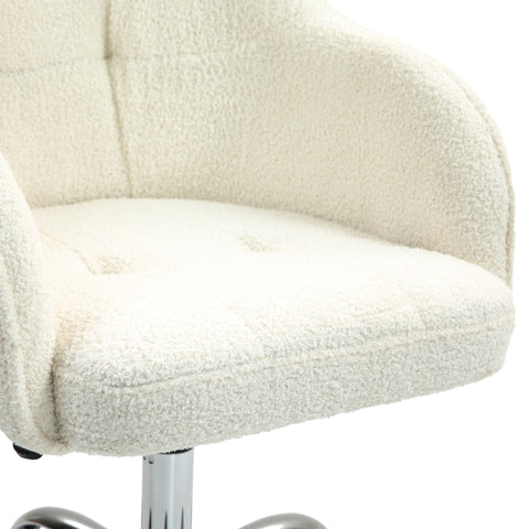 Rootz Ergonomic Home Office Chair - Desk Chair - Swivel Chair - Super Soft Teddy Fabric -White - 56cm x 61cm x 86cm