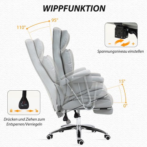 Rootz Ergonomic Office Chair - Desk Chair - Computer Chair - Adjustable Comfort - 74L x 65W x 120-128H cm -  Grey