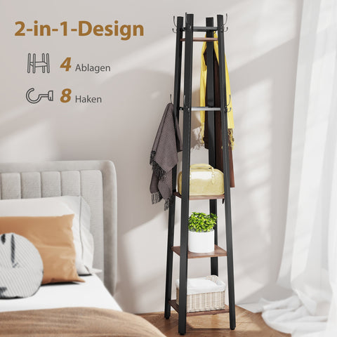 Rootz Wardrobe Stand - Free-Standing Clothes Rack - Industrial Coat Organizer - Space-Saving Design - 34.8cm x 34.8cm x 179cm