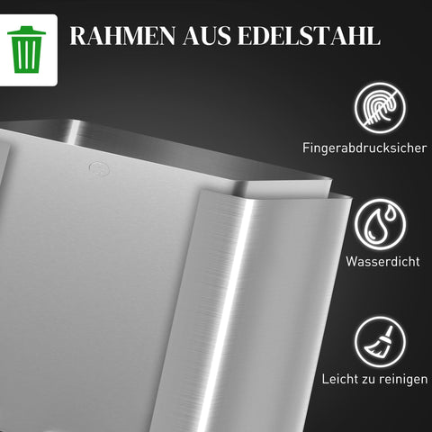 Rootz Trash Can 3 x 20L - Recycling Bin - Waste Separator - Odor Control - Soft Close, Removable, Silver, 61.9x36.6x56.7cm