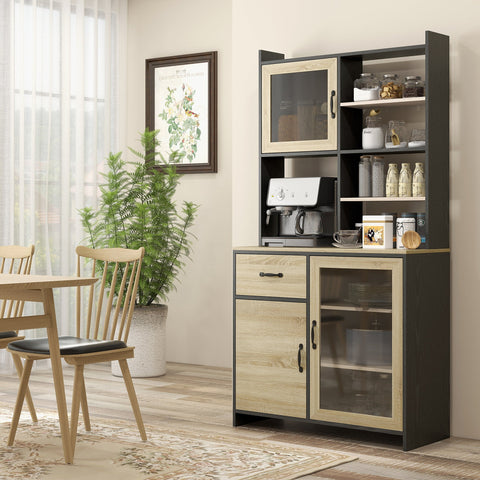 Rootz High Kitchen Cabinet Buffet - Pantry Cupboard - Storage Shelf - Extra Storage - 90.3cm x 39.3cm x 177.2cm