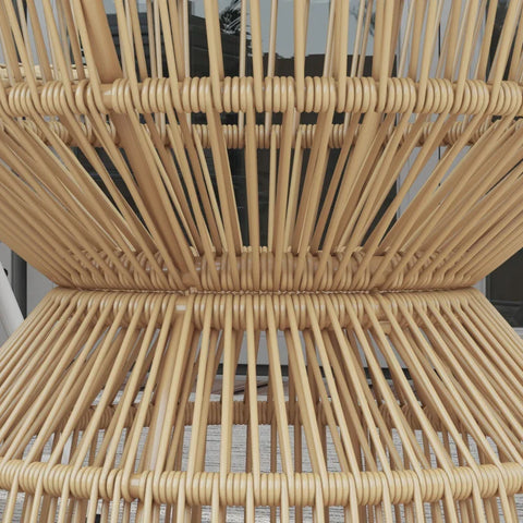 Rootz Garden Table - Boho Style - Outdoor Side Table - PE Rattan - Tempered Glass - Weather Resistant - Gray - 50cm x 50cm x 50cm