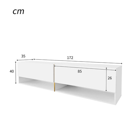 Rootz High-Gloss TV Cabinet - Media Console - Entertainment Stand - Elegant Gold Accents - 172cm x 35cm x 40cm
