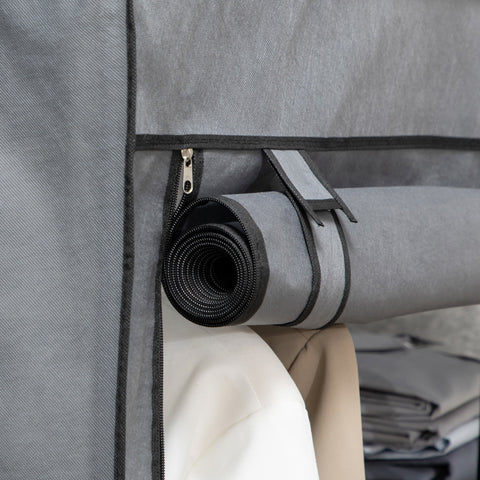 Rootz Fabric Cabinet - Storage Solution - Organizer - Dust Protection - 103x43x162.5cm - 6 Shelves & Clothes Rail - Grey