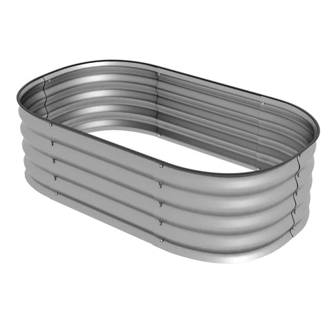 Rootz Raised Bed - Plant Bed - Modular Raised Bed - Protected Edges - Baseless Design - Galvanized Metal - Silver - 105 x 62 x 30 cm