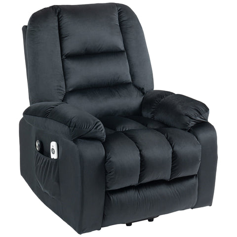 Rootz Electric Massage Recliner - Relax Chair - Uphill Armchair - 8 Vibration Points - 85 x 94 x 107 cm - Black Velvet