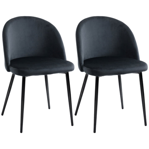 Rootz Set of 2 Dining Room Chairs - Scandinavian Chairs - Velvet Upholstered - Ergonomic Comfort - 49cm x 50cm x 77cm