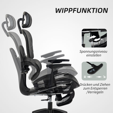 Rootz Ergonomic Office Chair - Desk Chair - Adjustable Rollable Chair - Superior Comfort - 66x64x114-122cm, Black