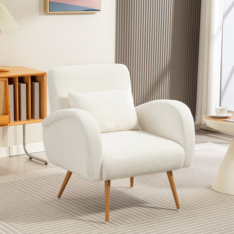 Rootz Upholstery Armchair - Fleece Armchair - Padded Reading Chair - Enhanced Comfort with Lumbar Support - 77cm x 77cm x 83cm White