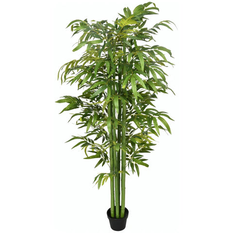 Rootz Artificial Bamboo - Artificial Plant - Realistic Appearance - Polyester - Homes - Offices - Restaurants - Green + Black - 17cm x 17cm x 180cm