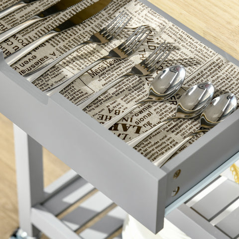 Rootz Kitchen Trolley - Serving Cart - Rolling Island - Extra Storage - 66.5cm x 40cm x 84.5cm - Rubberwood Worktop & Wheels